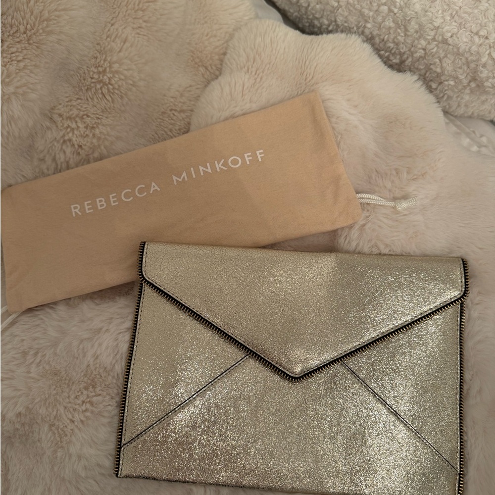Rebecca Minkoff Metallic Silver Envelope Clutch